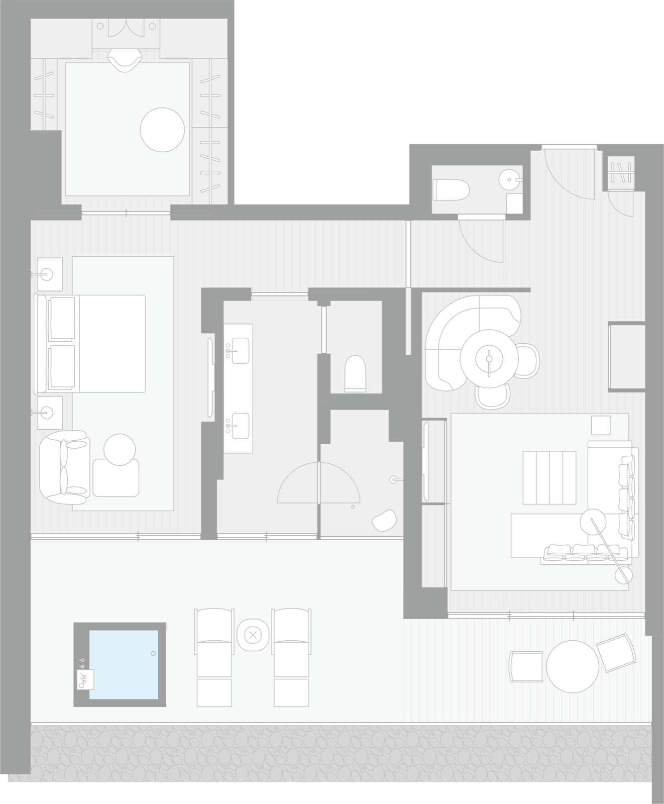 Onsen Garden Suite Room Layout (King)