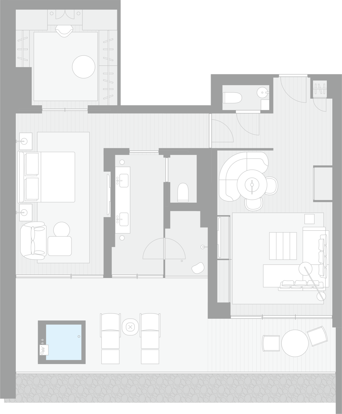Onsen Garden Suite Room Layout (King)