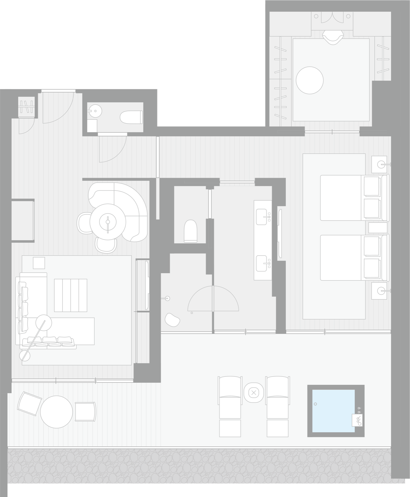 Onsen Garden Suite Room Layout (Twin)