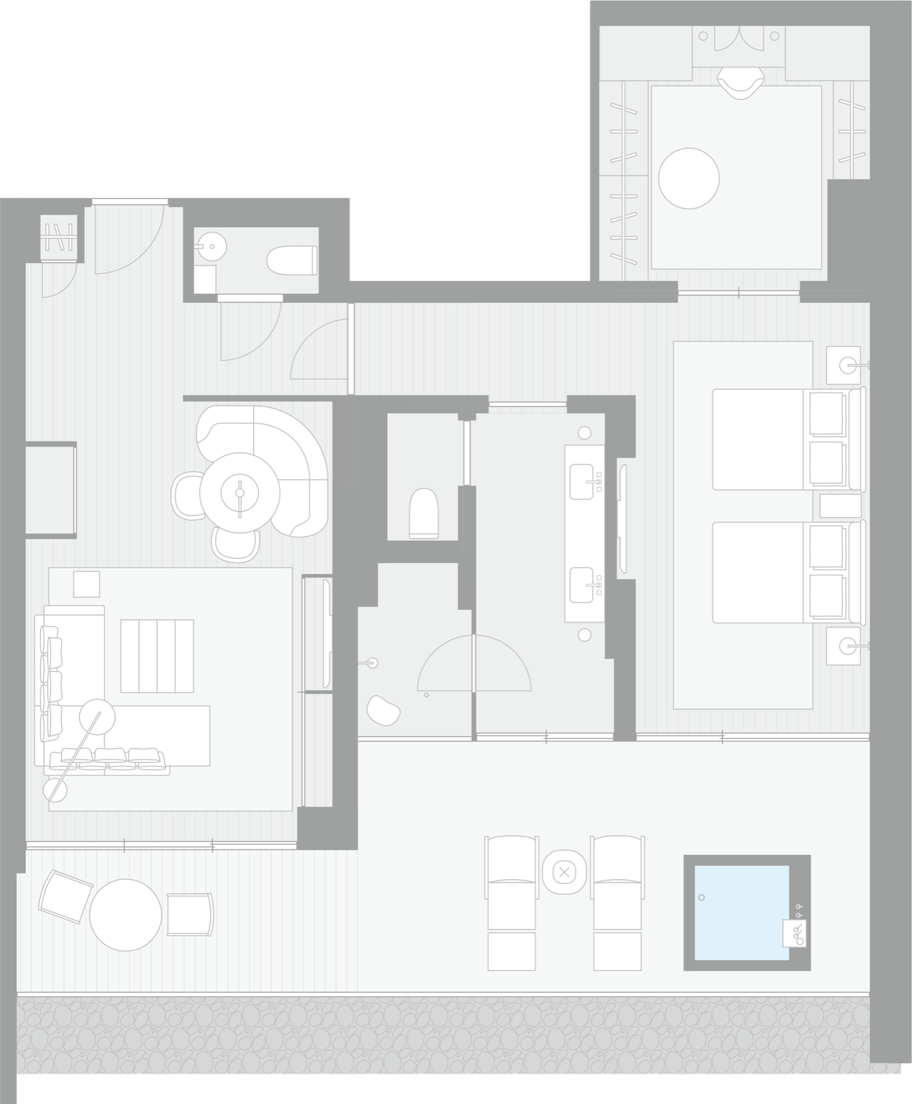 Onsen Garden Suite Room Layout (Twin)